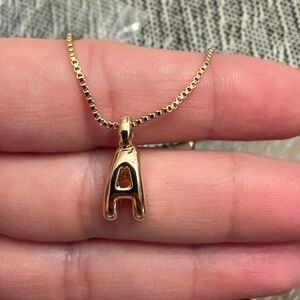 BaubleBar Gold “A” Pendant Necklace